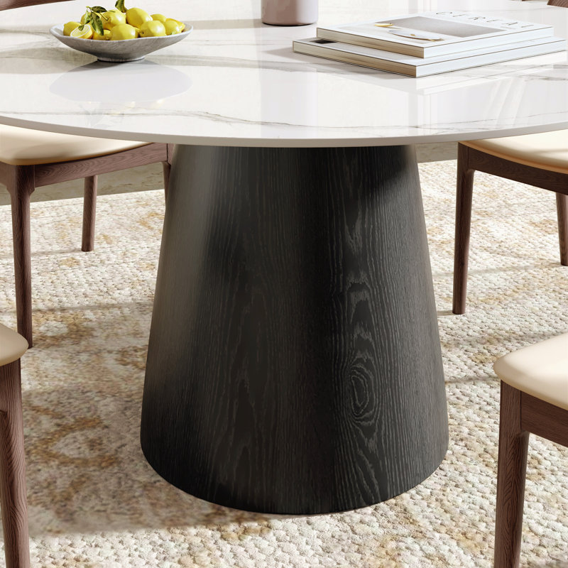 Petite table de salle à manger Bobrow, Blanc montagne enneigée, Noir, H 29,5 po x L 43,31 po x l 43,31 po