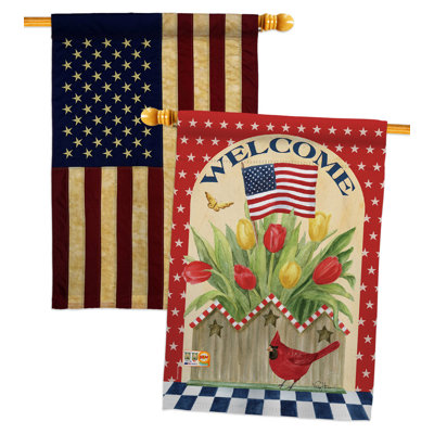 Drapeau de maison 40 x 28 po Patriotic Flowers