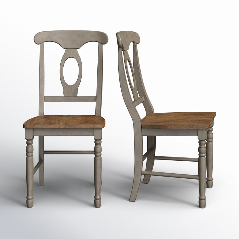 Dieter 18'' H Solid Wood Side Chair, Gray/Brown