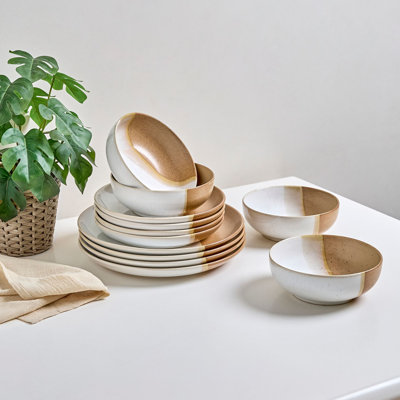 Ensemble de vaisselle en grès multicolore Sango Phoebe - Service pour 4, ensemble d'assiettes et bols