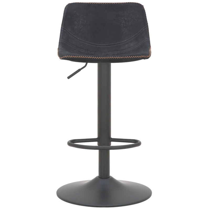 Yasmine Swivel Upholstered Adjustable Height Counter Stool with Metal Frame, Black
