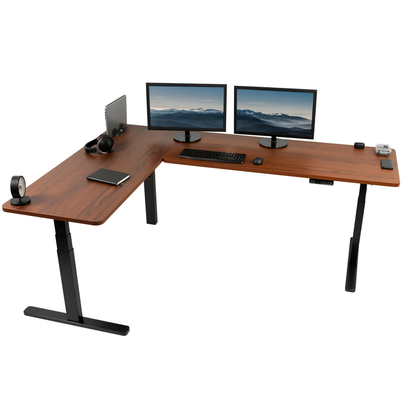 Bureau en coin électrique 83 "x 60", Noyer foncé/noir