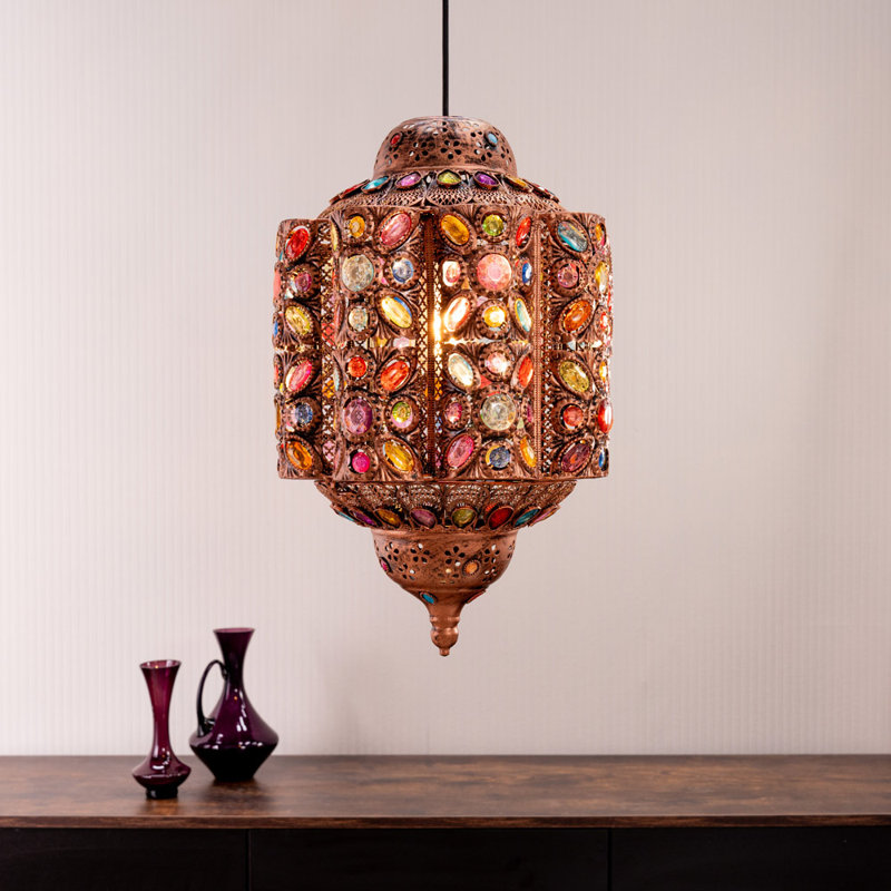 49cm H Metal Rectangle Pendant Shade in Gold
