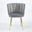 Chaise de salle à manger moderne avec pieds en tube de fer de couleur dorée, velours et dossier confortable, ensemble de 2-642904811