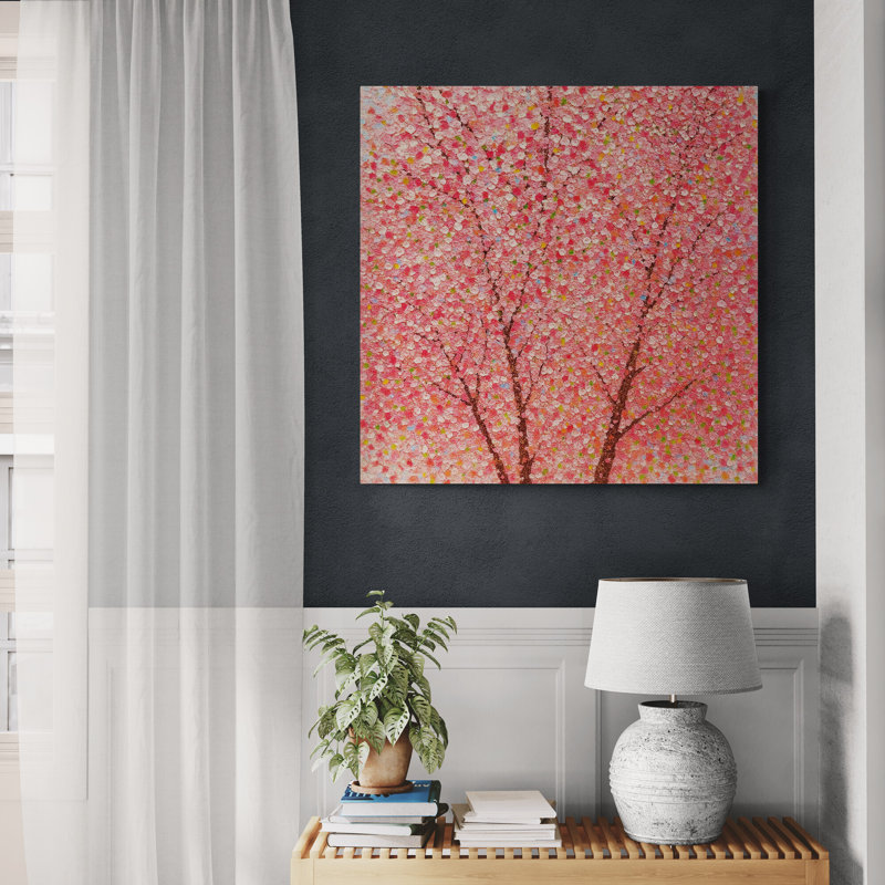 Pink Blossom Wall Art - Canvas Framed Print, 30 cm H x 30 cm W