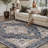 Soft Vintage Floral Non-Slip Washable Area Rug For Living Room, Bedroom Navy-690819408-693290162