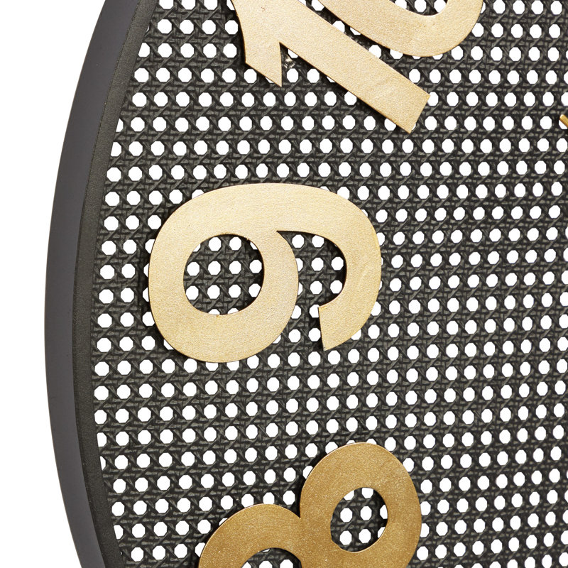 XL Black Metal Wall Clock with Gold Numbers