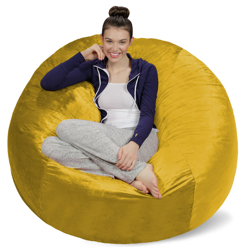 Bean Bag Chair - Shredded Foam Filled Round Pouf Chair - Plush, Ultra Soft Memory Foam Filled Bean Bag Chair with Microsuede Cover - Stuffed Foam Filled Furniture and Accessories for Dorm Room - Multiple sizes 5 Ft or 6 Ft
