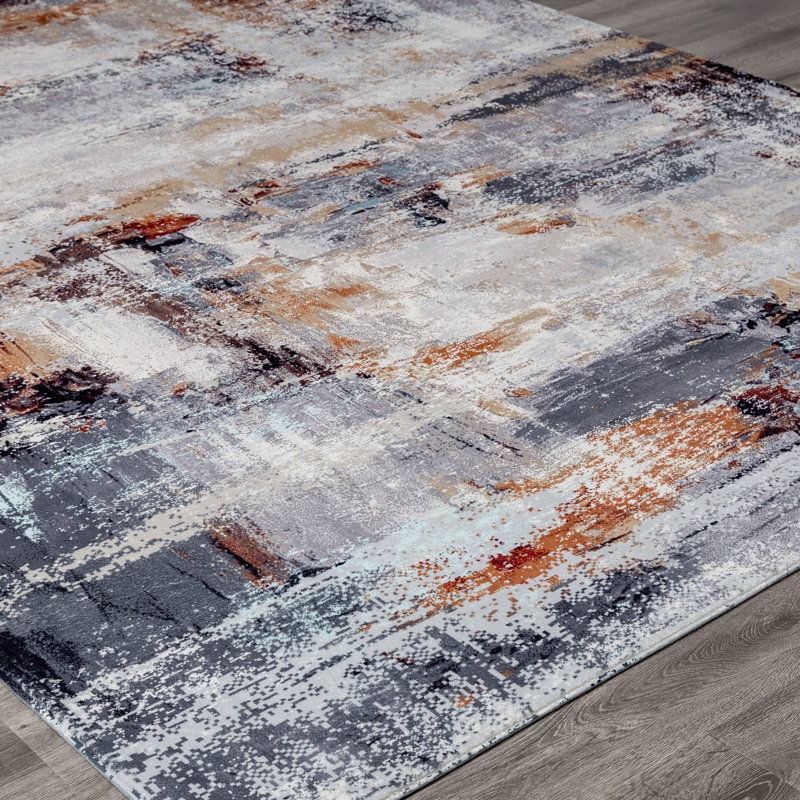 Lismore Abstract Area Rug in Gray, Rectangle 7'9" x 9'9"
