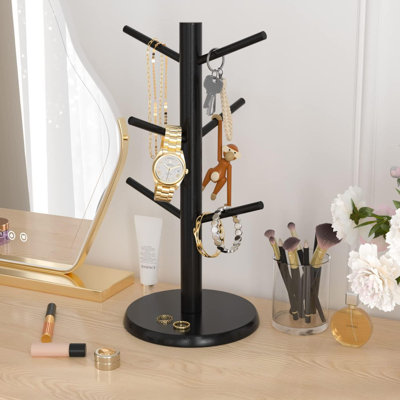 Bamboo Coffee Mug Holder Tree, Thicker Base Coffee Cup Holder Stand For Counter, Countertop Mug Rack Organizer With 6 Hooks