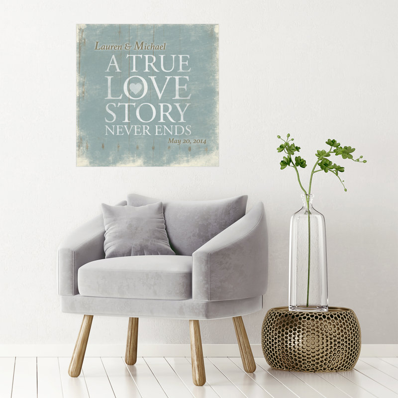 Décalcomanie murale personnalisée love story, H 20 po x l 20 po, Oui