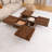 Walnut Square Wood Veneer Coffee Table Sliding Top With Storage