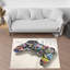 Tapis doux non tissé à motif géométrique dans des tons de bleu et de rouge, idéal pour rehausser tout espace de vie ou de travail-126286460