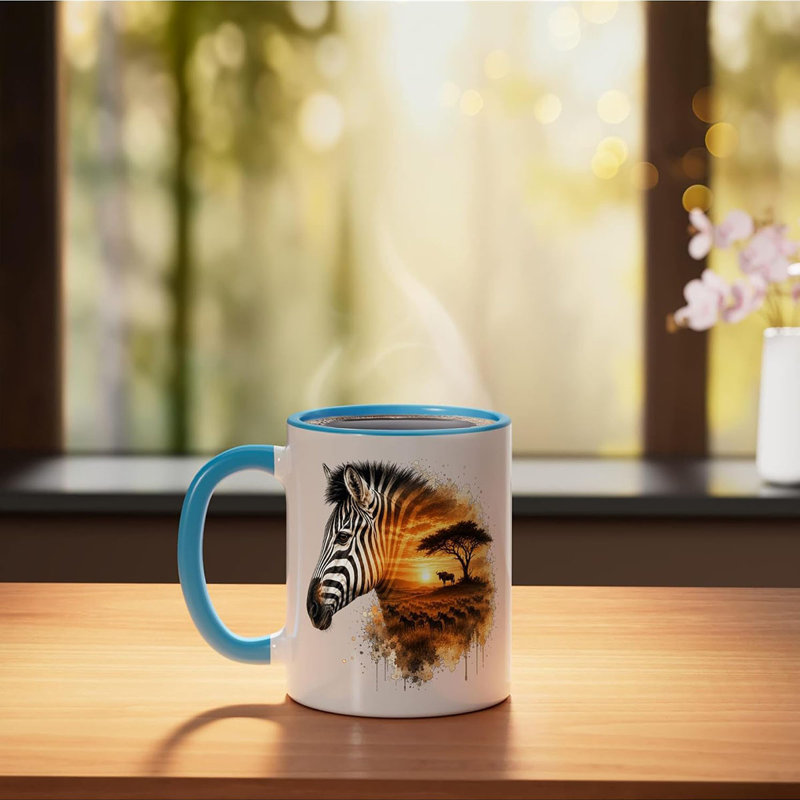 Zebra Savanna Sunset Ceramic Mug, 11oz