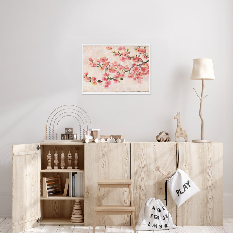 Cherry Blossom Composition I by Timothy O' Toole - Painting, 55cm H x 80cm W, White Framed Paper Print