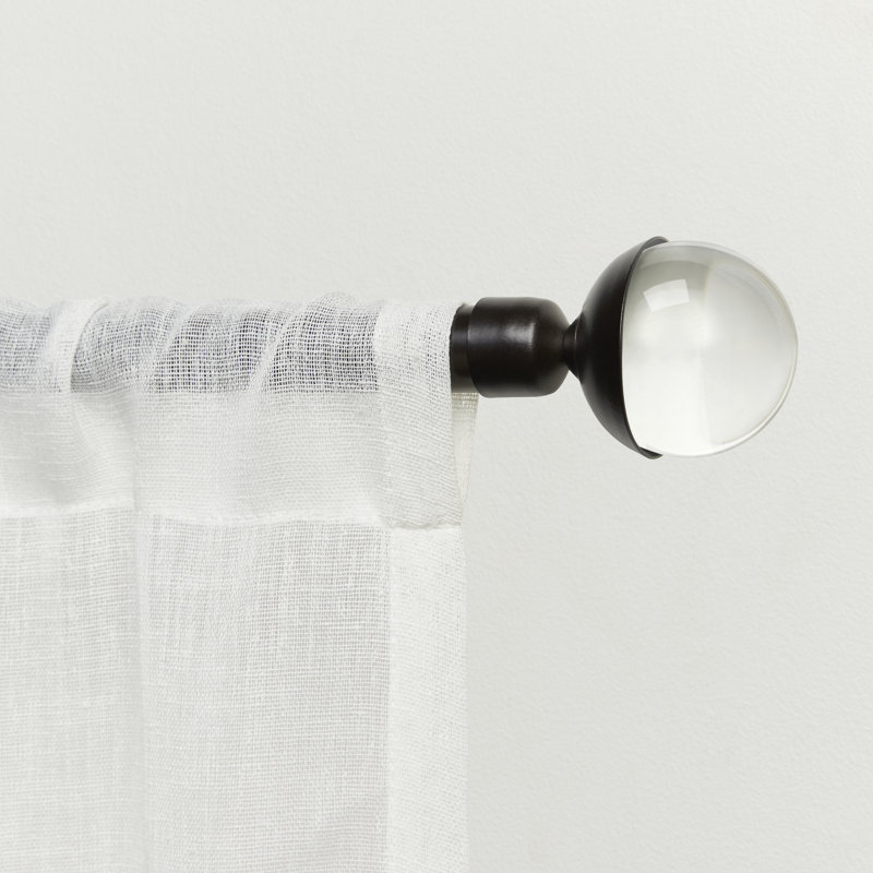 Adjustable Matte Bronze Curtain Rod with Clear Globe Finials