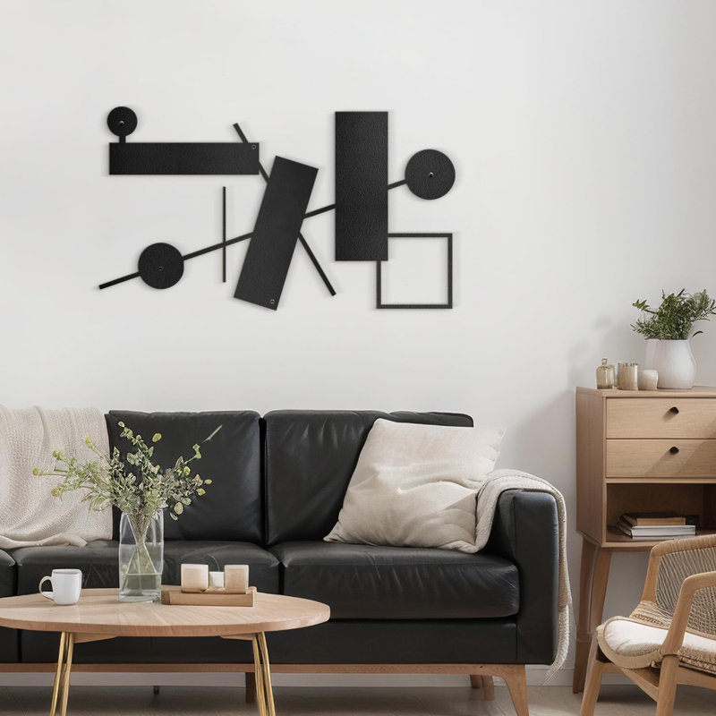 Décoration murale en métal, Noir, H 15 po x l 30 po x P 0,05 po