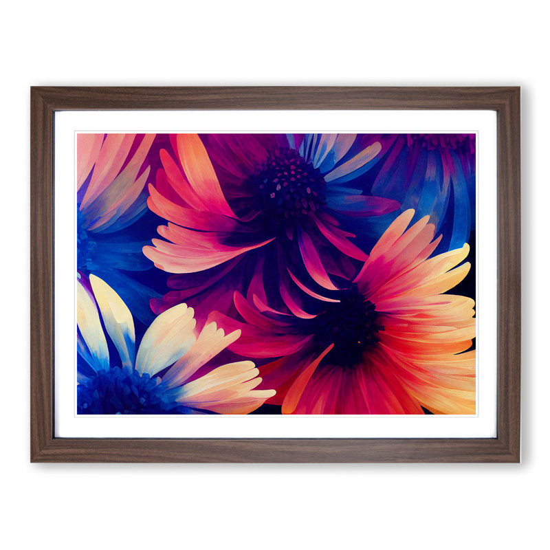 Dazzling Chrysanthemum Flowers Abstract - Framed Print, 46cm H x 64cm W x 2cm D