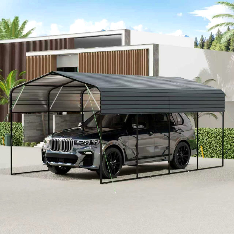 Metal Carport 11X19 FT Heavy Duty With Galvanized Steel Roof  Frame, 110.2" H x 229.5" W x 131.1" D, DARK GREY