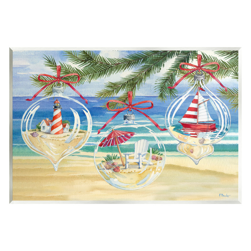«Coastal Christmas Ornaments On MDF» par Paul Brent, reproduction, H 13 po x l 19 po x P 0,5 po