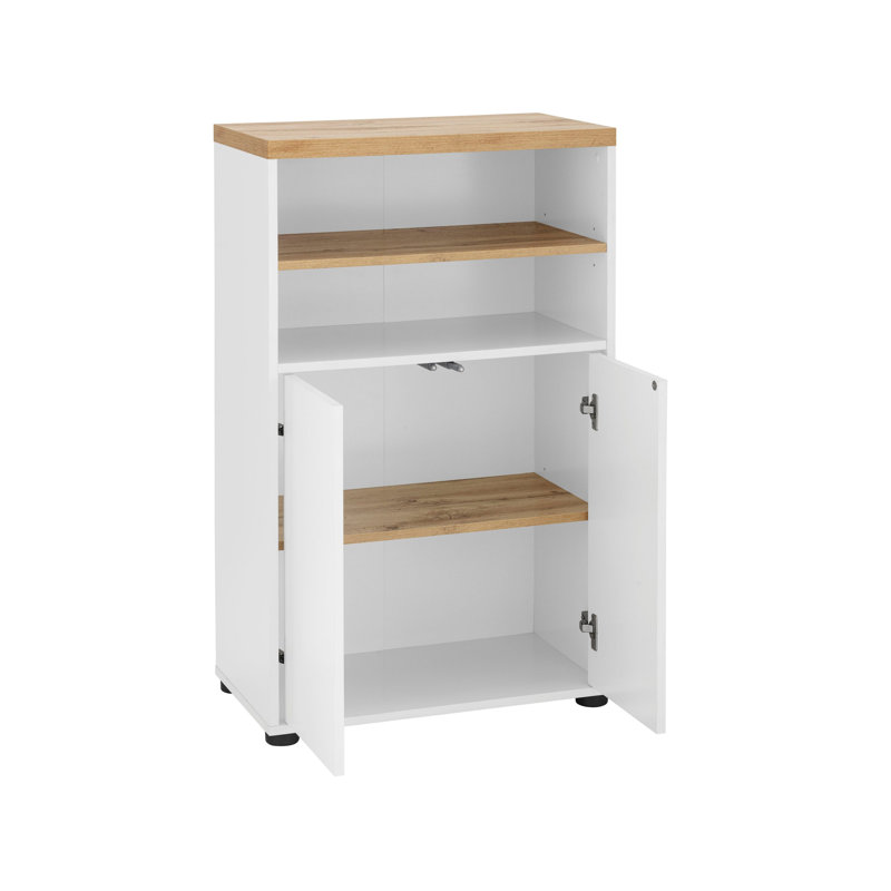 Acelynn Display Cabinet, White/Oak