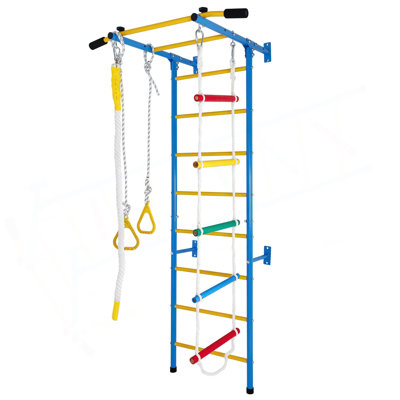 5 in 1 Playset Laddeer Wall Gym  With Rope Ladder, Pull-up Bar, Wall Ladder, Rope, And Gymnastic Rings