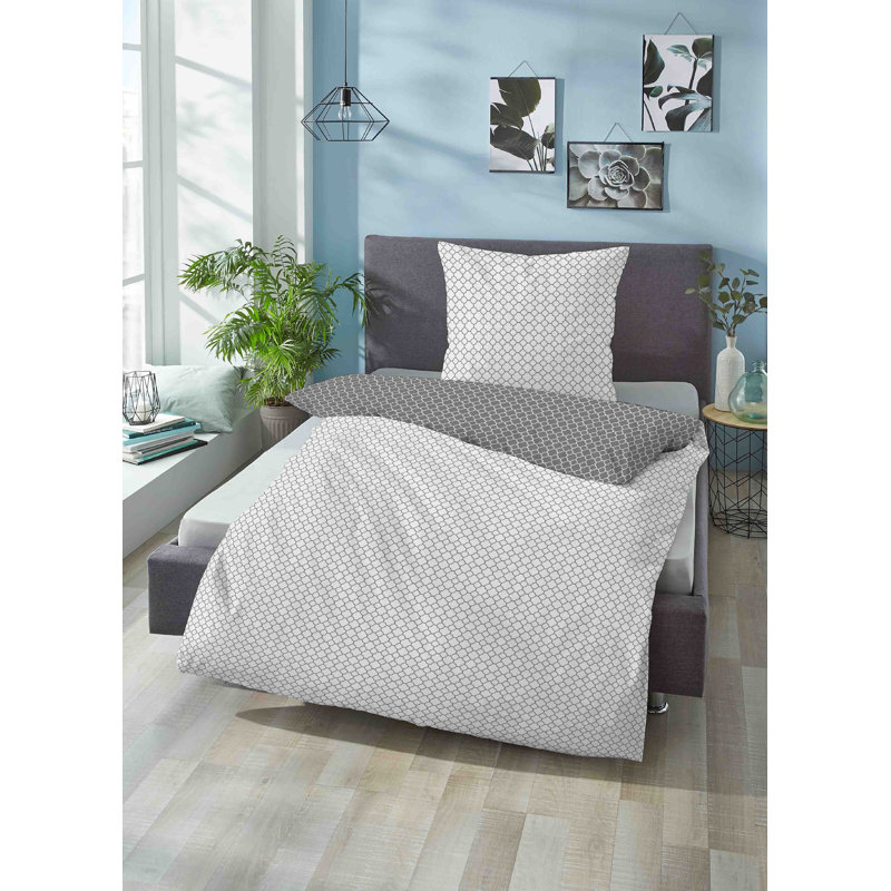 100% Cotton 80 TC Reversible Duvet Cover Set, 200 x 200cm - 2 pillows 80 x 80cm, Mint