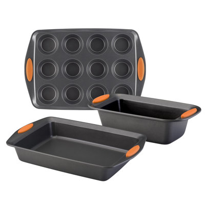 Rachael Ray Yum-o! Bakeware Oven Lovin' Nonstick Muffin, Loaf, and Cake Pan Set, 3-piece