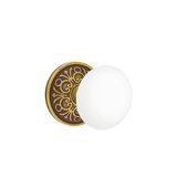 Privacy Ice White Knob with Lancaster Rose