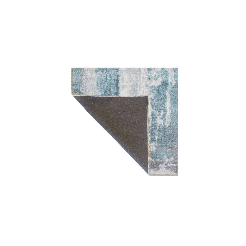 Tapis bleu doux à motif tissé lavable, Sous-tapis rectangulaire de 3 pi 3 po x 4 pi 11 po