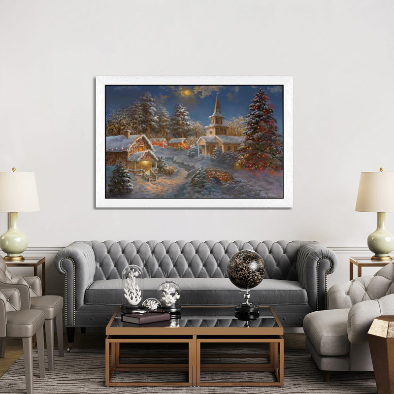 Happy Spirits Await Christmas by Nicky Boehme - Painting on Canvas, 101.6 cm H x 66.04 cm W, White Floater Framed