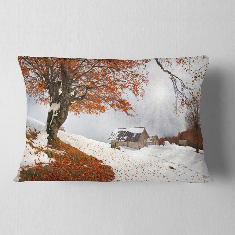 Coussin lombaire neige en automne