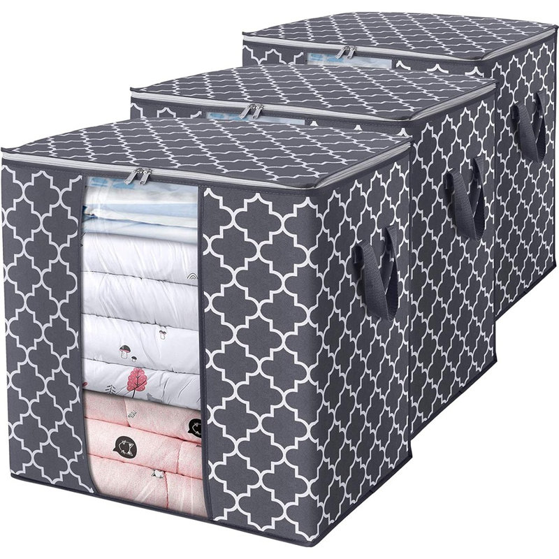 3-Pack Large Storage Bags – Foldable Organizer With Reinforced Handles, Clear Window, And Sturdy Design For Bedding And Blankets
