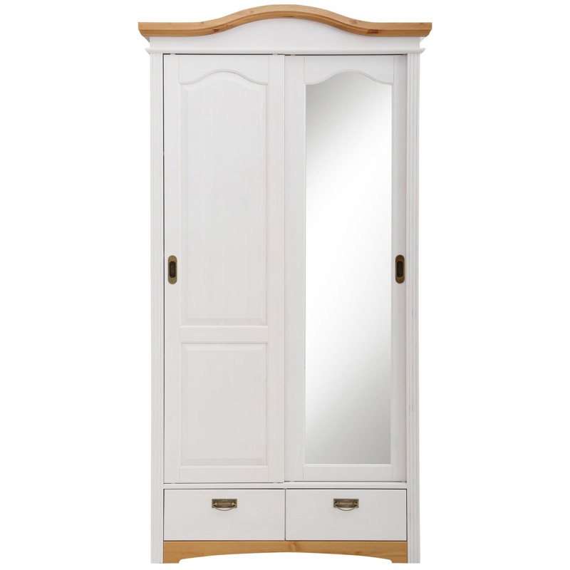 Donalsonville 2 Door Solid Wood Wardrobe, White/Cherry