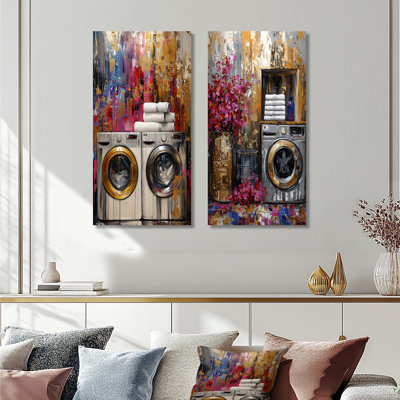 Ensemble de 2 pièces de savon à lessive or et mauve I - ensemble de décoration murale