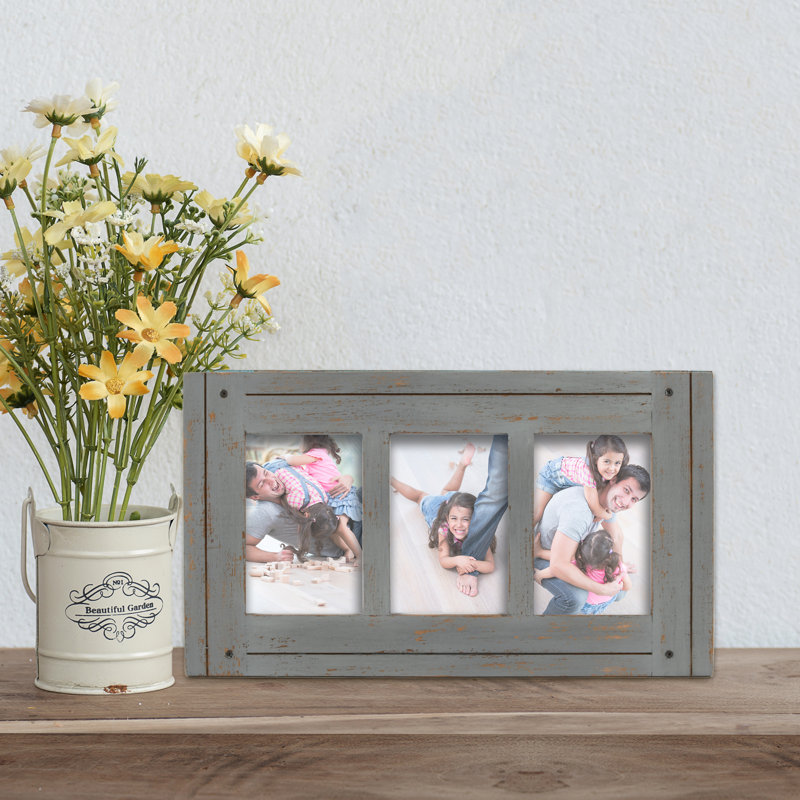 Madolynn 3-Opening 4 x 6" Collage Picture Frame, Gray