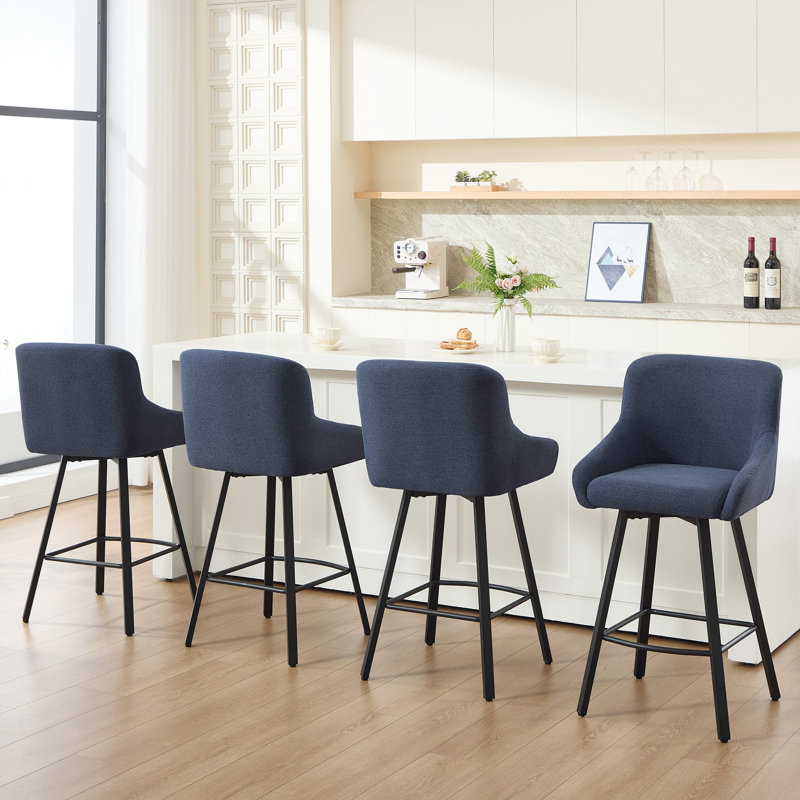 Tabourets de comptoir rembourrés polyvalents de 26 pouces - Idéal pour les îlots de cuisine et les bars à domicile, Bleu