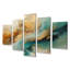 Golden Sunrise On Turquoise II - Art mural abstrait pour le salon 5 pièces-1100912188