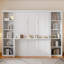 Grand lit escamotable avec bureau et bibliothèque, blanc