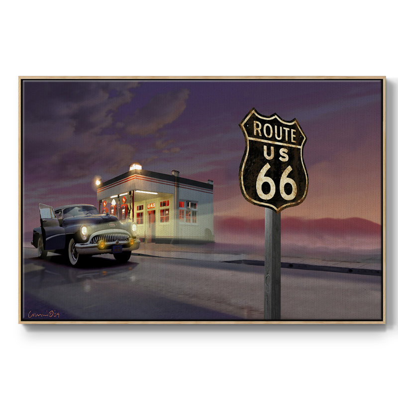 " Route 66 ", 25" H x 37" W x 2" D, Natural Wood