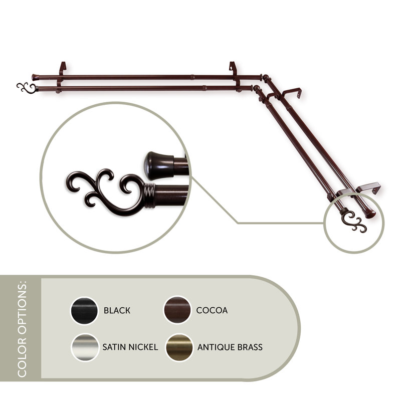 Tringle à rideaux double Verlyn, L 66 po x l 120 po, Cacao