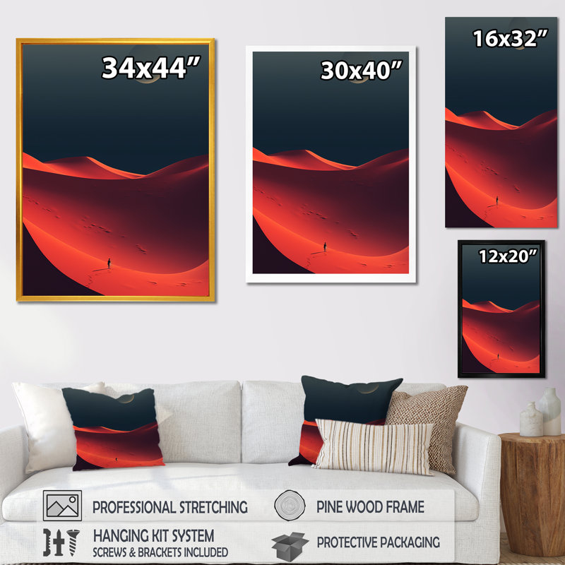 Horizon du désert sur la planète Mars II - désert, art mural, Toile tendue, 32" H x 16" W