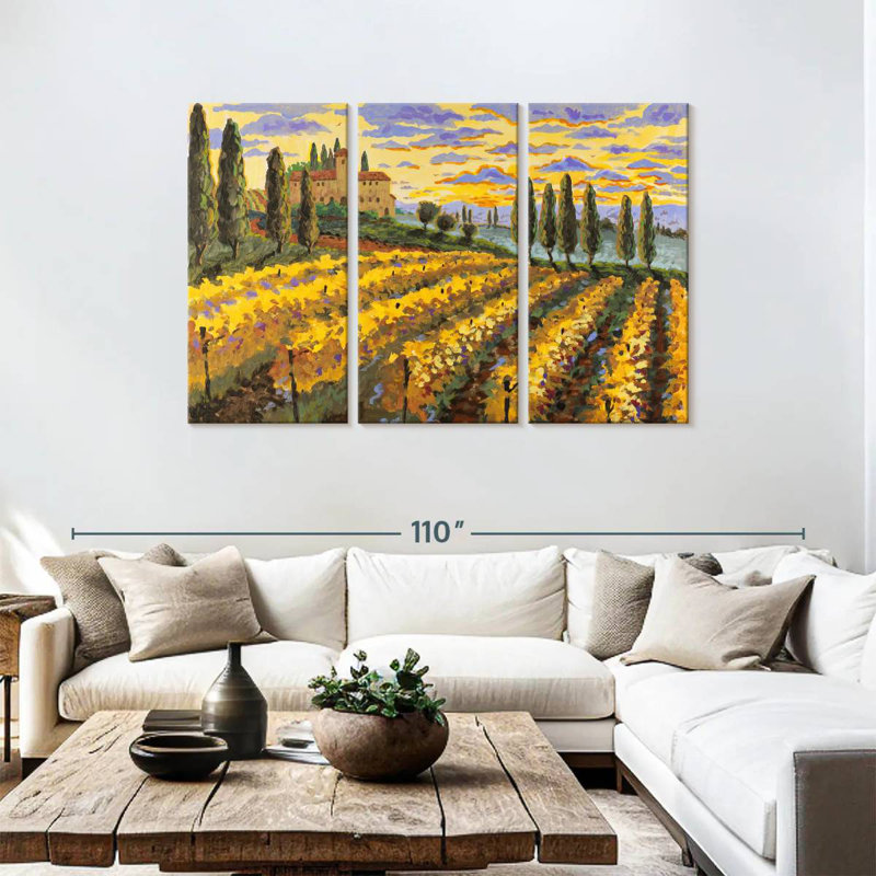 Alvord, coucher de soleil sur le vignoble, H 48 po x l 74 po