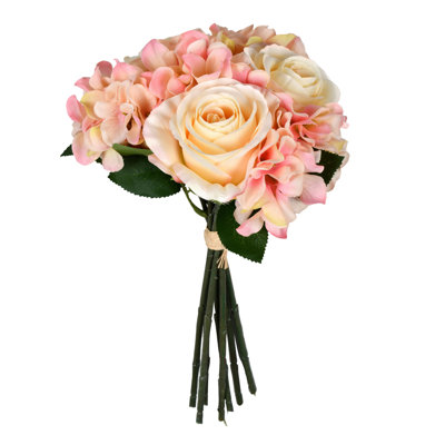 Ensemble de 14 roses artificielles et hortensias