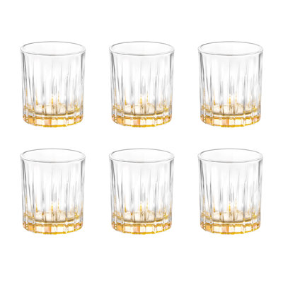 Set of 6 Glass Timeless Shot Glasses, 2.7 oz Amber Shade on the Bottom