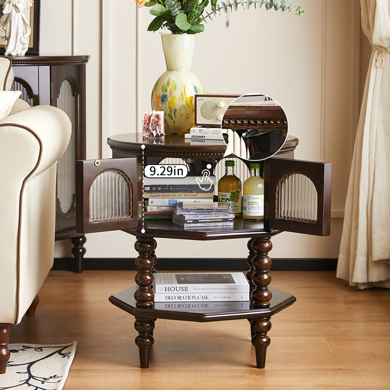 Table basse de style rétro brun foncé 21,65 pouces
