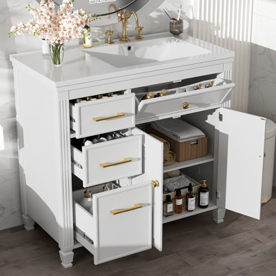 Meuble-lavabo simple 36 po avec comptoir en céramique
