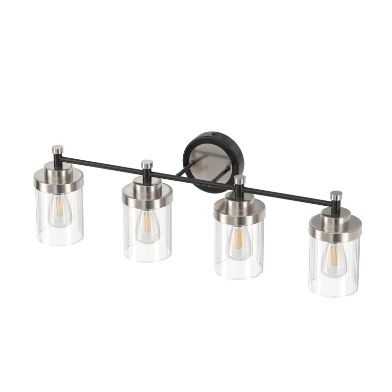 Crelake Dimmable Vanity Light, 4, Matte Black/Brushed Nickel