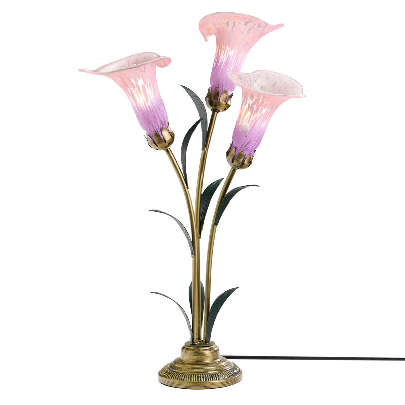 23.5"H Hand Blown Glass 3 Calla Lily Uplight Accent Lamp, Pink/Purple