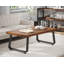 Table basse en bois naturel, table de centre rustique en bois massif pour le salon, table à thé rectangulaire en métal et en bois véritable, tables à cocktail en bois minimaliste industriel moderne, brun rustique, 47 pouces